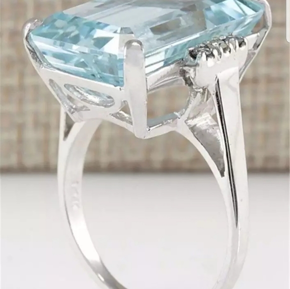Blue aquamarine _925 Sterling silver ring - Picture 3 of 5